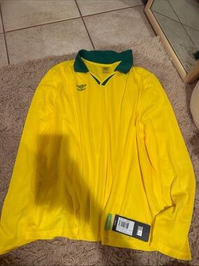 Umbro Yellow and Green Polo Long Sleeve XXL NWT
